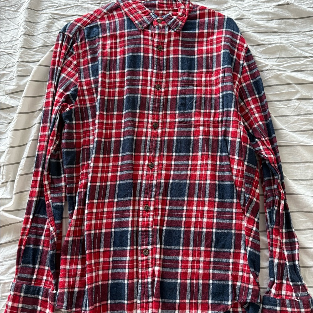 Classic Red and Blue Plaid Men's Shirt